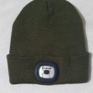 Brookstone Army Green LED Beanie Hat, Like New